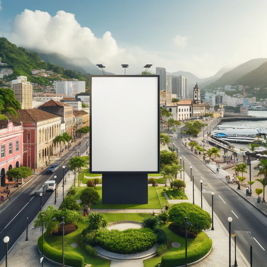 Pain&eacute;is de LED Anunciando Exposi&ccedil;&otilde;es de Arte Contempor&acirc;nea em Angra dos Reis.